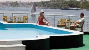 Relaxing on the sunny deck of a Nile cruise ship in Upper Egypt