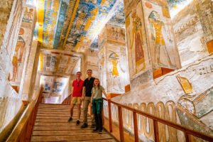Tourists exploring ancient pharaonic tombs in the Valley of the Kings Luxor