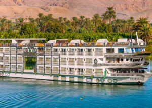 Serene Nile river landscape with traditional felucca in Aswan