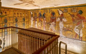 Colorful wall murals inside King Tutankhamun tomb KV62 in Luxor