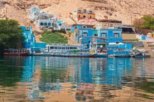 Aswan Nubian village colorful houses Nile