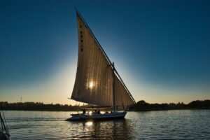 Aswan felucca Nile river sunset